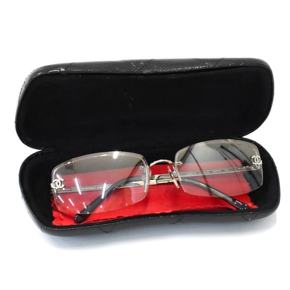 Chanel CC Sunglasses Rectangle Rimless Tinted Clear Crystal Diamante CC Logo - Picture 7 of 7